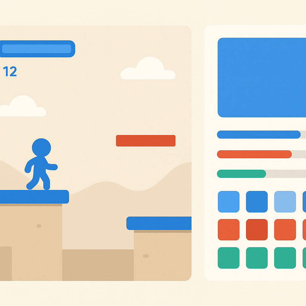 Gallery image: in-game HUD and editor palettes